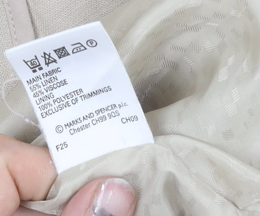 Marks and Spencer Womens Beige Linen Viscose Blazer UK 12 Regular Fit