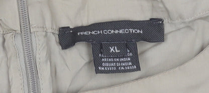 French Connection Womens XL Beige Brown Colourblock A-Line Long Dress