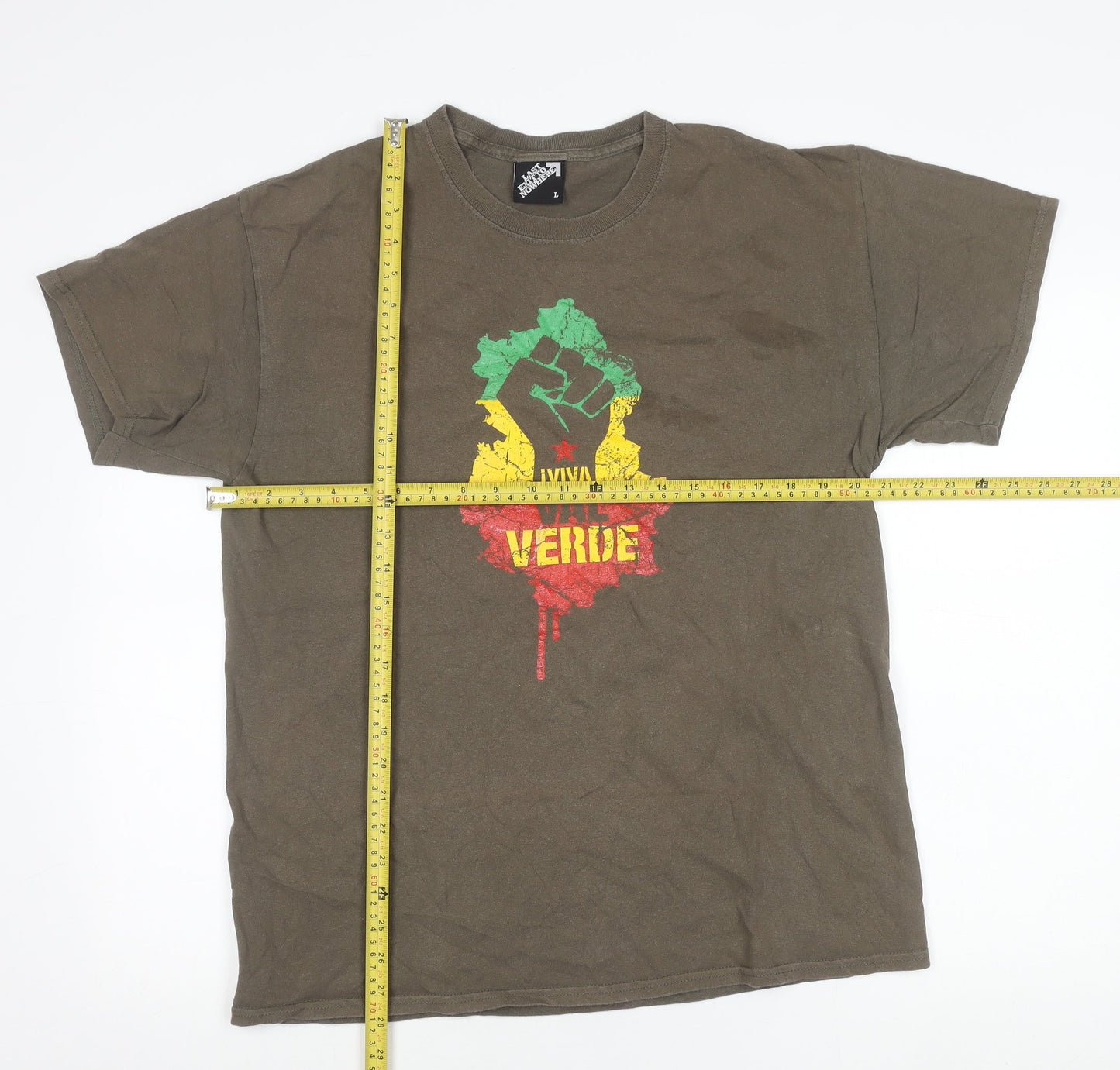 Last Exit To Nowhere Men’s Brown Graphic T-Shirt L Retro Viva Verde