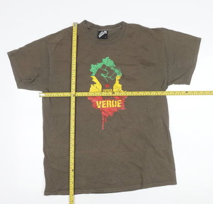 Last Exit To Nowhere Men’s Brown Graphic T-Shirt L Retro Viva Verde