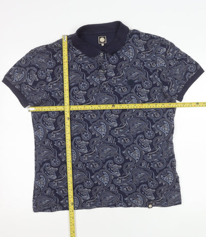 Pretty Green Mens Blue Paisley Cotton Polo Shirt Size M