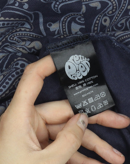 Pretty Green Mens Blue Paisley Cotton Polo Shirt Size M