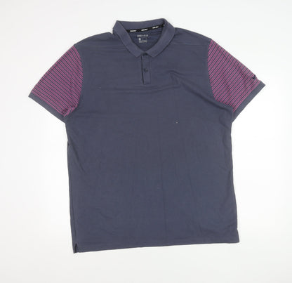 Nike Men's Blue XL Dri-Fit Polo Shirt Striped Sleeves Sports Top