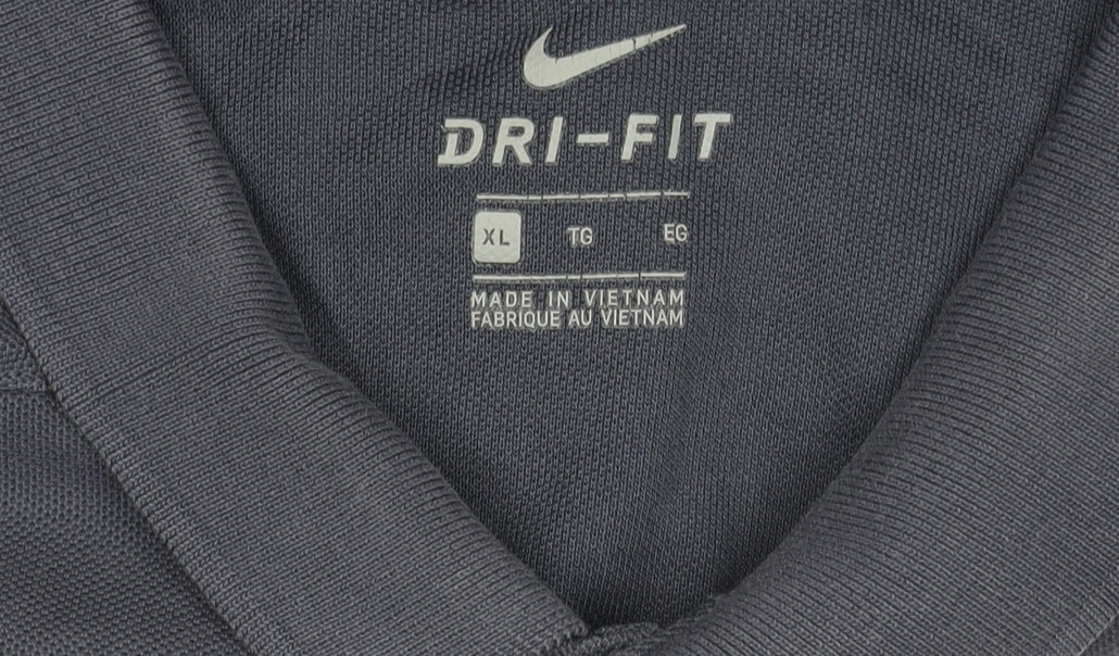 Nike Men's Blue XL Dri-Fit Polo Shirt Striped Sleeves Sports Top