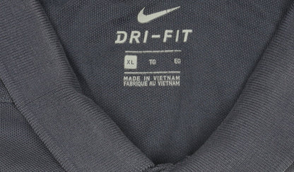 Nike Men's Blue XL Dri-Fit Polo Shirt Striped Sleeves Sports Top