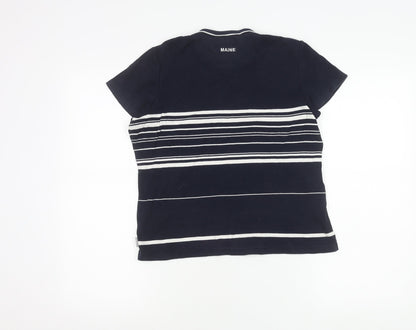 Maine New England Womens Blue Striped Cotton T-Shirt Size 12