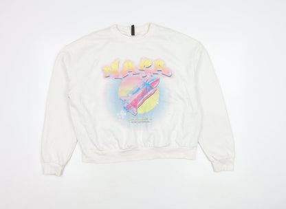 H&M Divided NASA White Graphic Print Sweatshirt Unisex Kids L