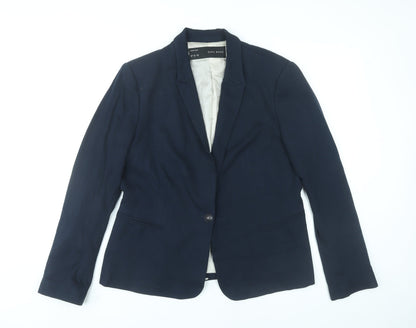 Zara Basic Women’s Blue XL Blazer Jacket One Button Tailored