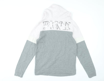 Victoria's Secret PINK Women's Grey White Sequin Logo Hoodie XS