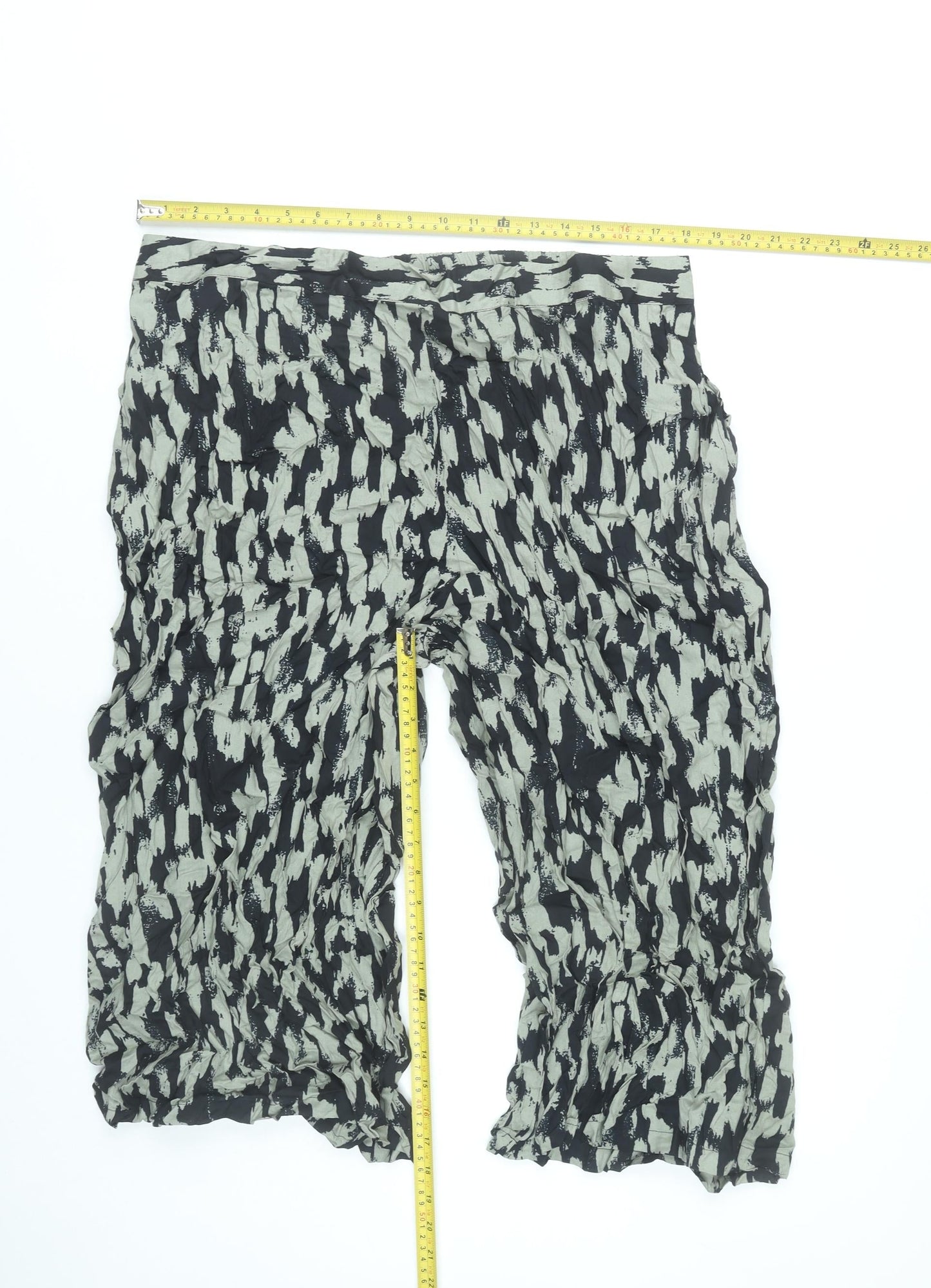 Simply Be Womens Plus Size 20 Black Grey Wide-Leg Trousers