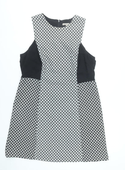 Marks and Spencer Women’s Black White Geometric A-Line Dress UK 16