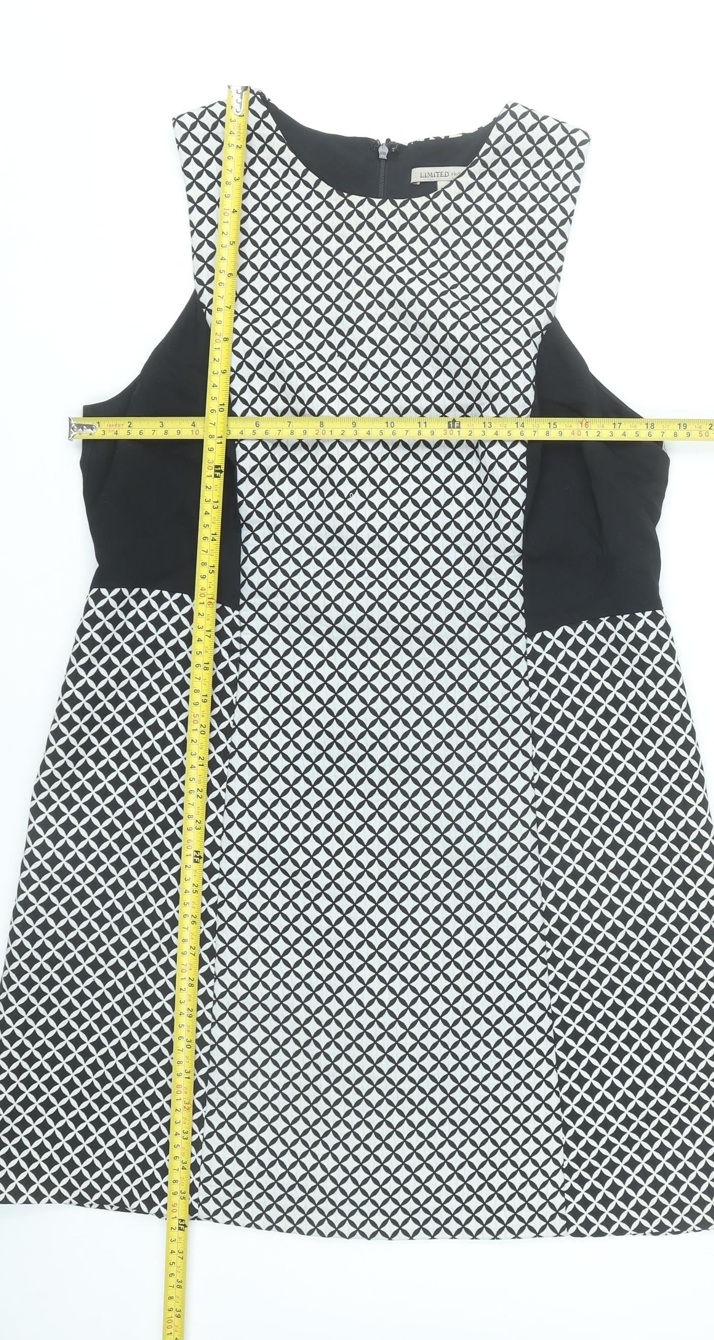 Marks and Spencer Women’s Black White Geometric A-Line Dress UK 16