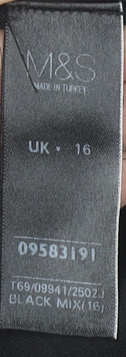 Marks and Spencer Women’s Black White Geometric A-Line Dress UK 16