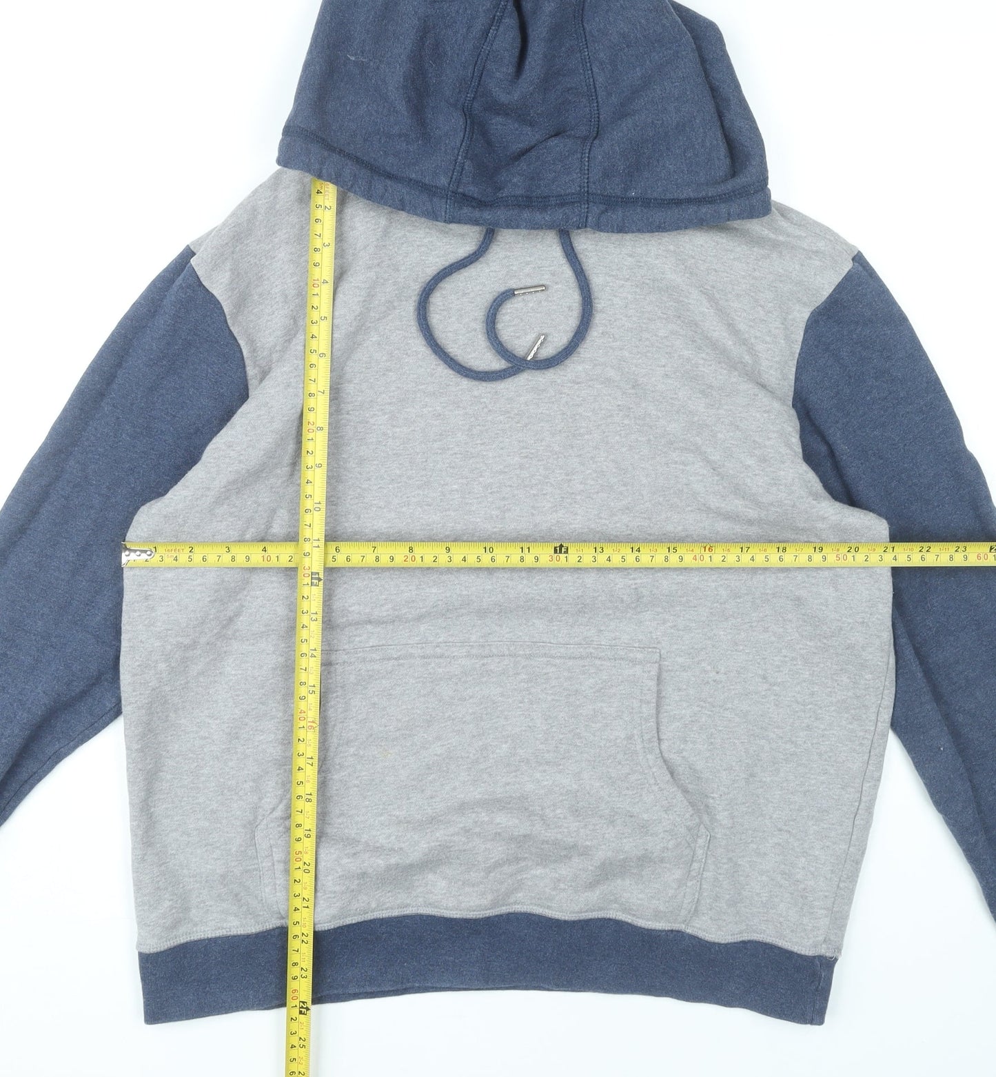 Saks Fifth Avenue Men's Grey Blue Pullover Hoodie Size M Hooded