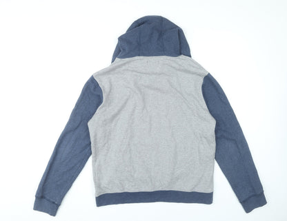 Saks Fifth Avenue Men's Grey Blue Pullover Hoodie Size M Hooded