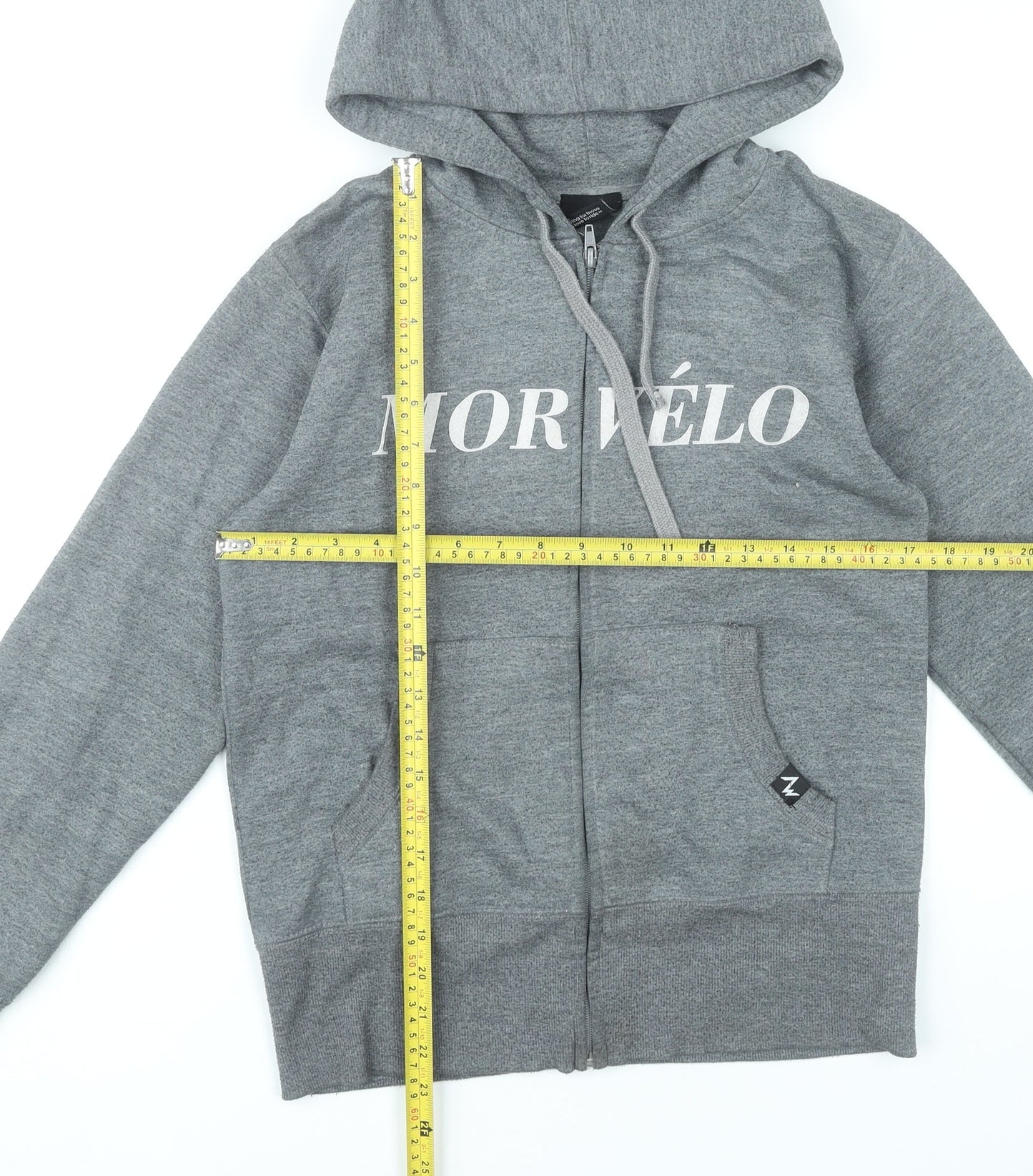 Morvélo Men’s Grey Full Zip Hoodie M Sports Cotton Blend