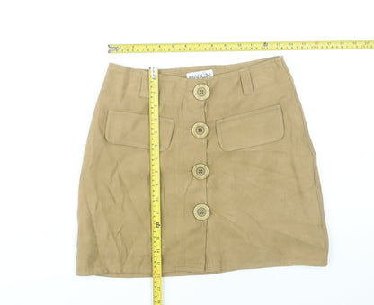 Madlen Womens Beige Wool Blend Short Pencil Skirt Size S UK 8