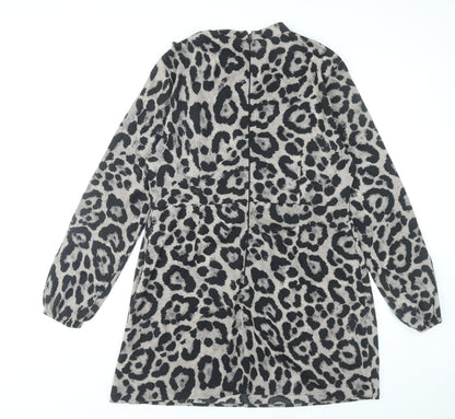 AX Paris Women Grey Animal Print Shift Mini Dress Size 14