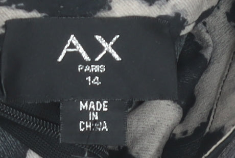 AX Paris Women Grey Animal Print Shift Mini Dress Size 14