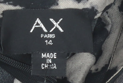 AX Paris Women Grey Animal Print Shift Mini Dress Size 14