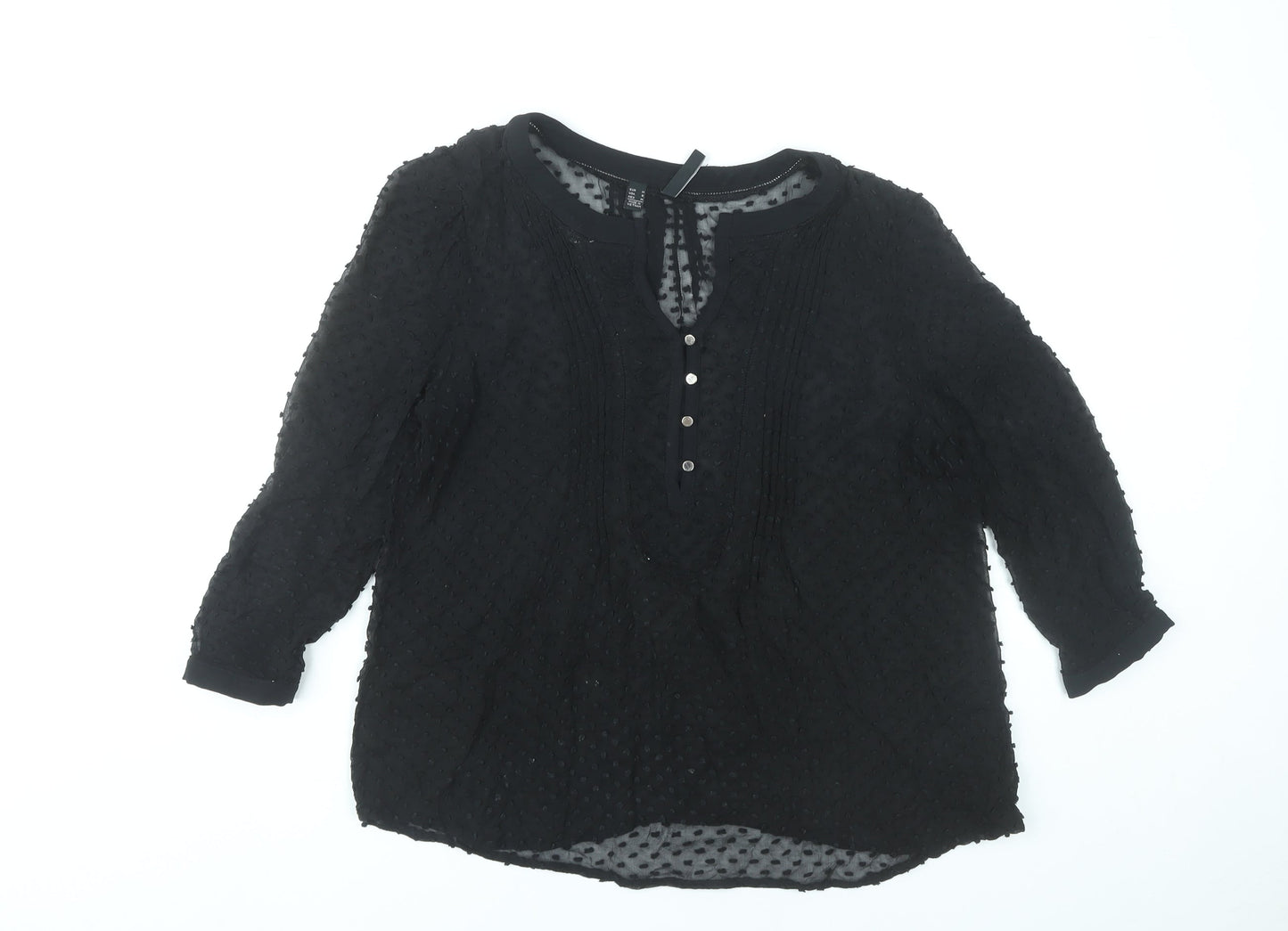 Womens UK Size 10 Mango Black Tunic Blouse