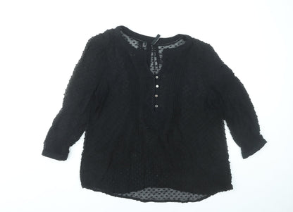 Womens UK Size 10 Mango Black Tunic Blouse
