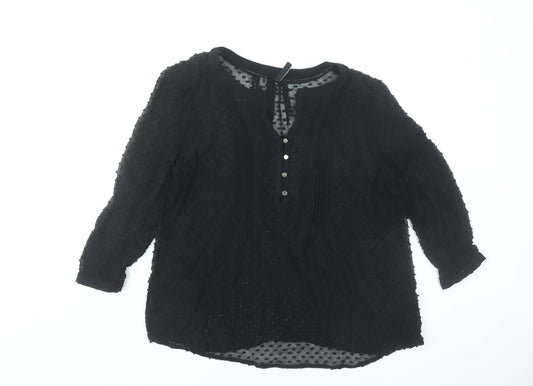 Womens UK Size 10 Mango Black Tunic Blouse