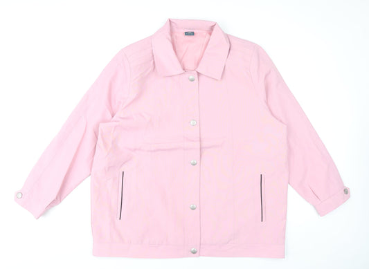 Amber Womens Pink Polyester Casual Basic Jacket Size 20