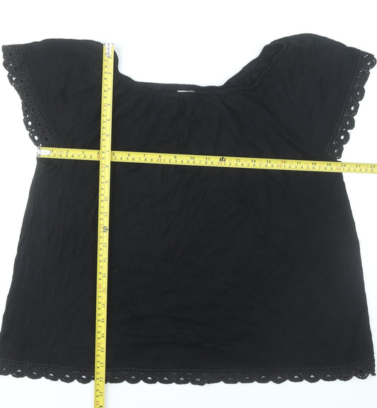 Anthology Womens Black Tunic Blouse UK 16 Viscose Crochet Trim