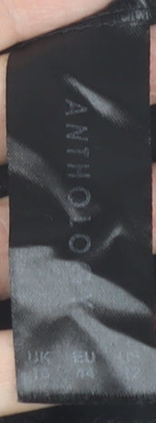 Anthology Womens Black Tunic Blouse UK 16 Viscose Crochet Trim