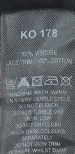 Anthology Womens Black Tunic Blouse UK 16 Viscose Crochet Trim