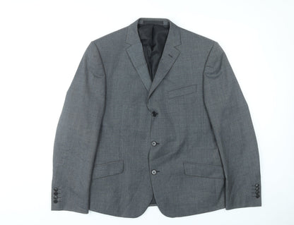Marks and Spencer Men Grey Wool Blend Blazer Jacket 42 M Regular