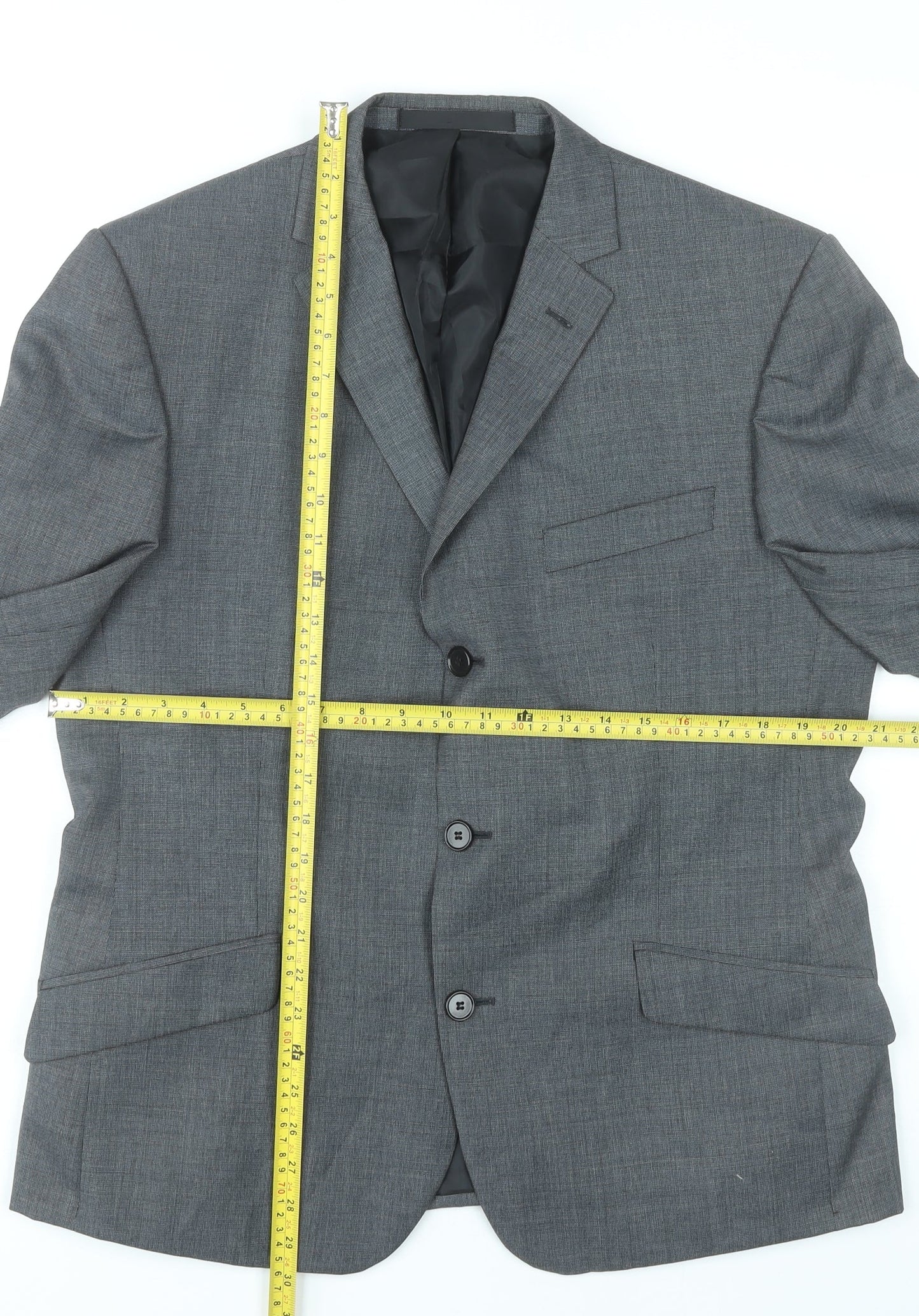 Marks and Spencer Men Grey Wool Blend Blazer Jacket 42 M Regular
