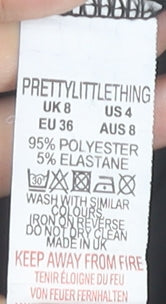 PrettyLittleThing Women Black Size 8 Ruffle Strap Bodysuit