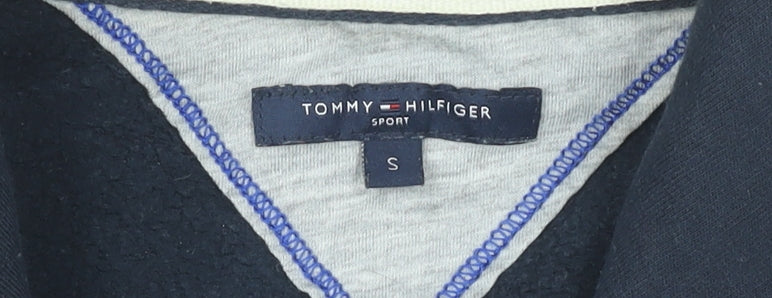 Tommy Hilfiger Men’s Blue Cardigan Sweater Small Collared Logo