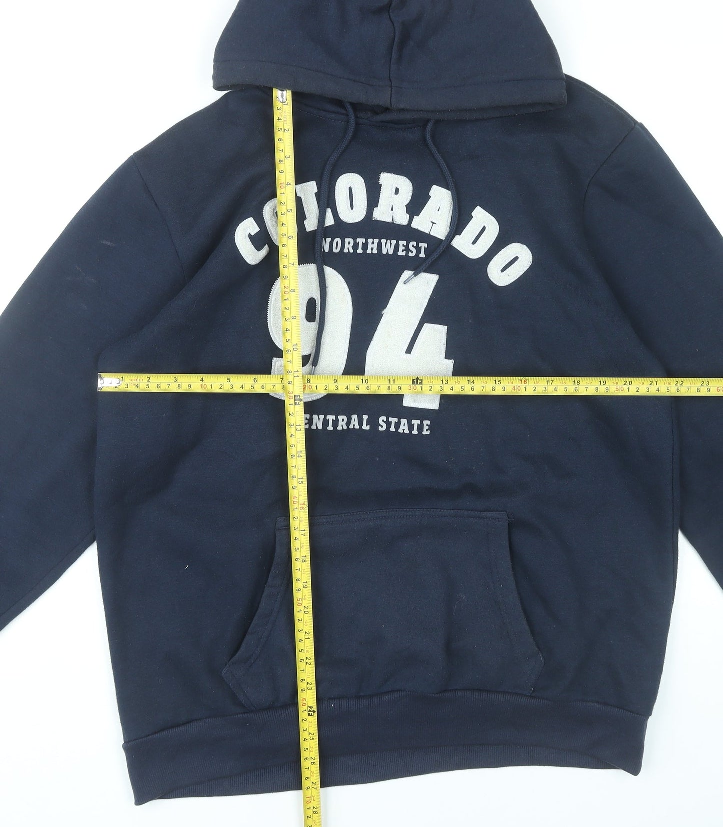 X-Mail Men's Blue Pullover Hoodie L Graphic College Style