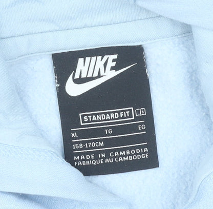 Nike Boys Blue Pullover Hoodie XL 158-170cm Fleece Cotton Blend