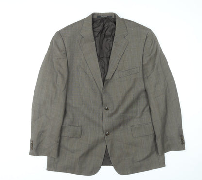 Return Men's Brown Check Blazer Size 38 Regular Fit Notch Lapel