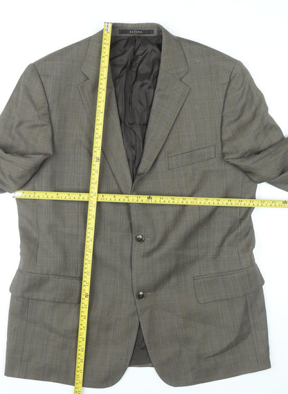 Return Men's Brown Check Blazer Size 38 Regular Fit Notch Lapel