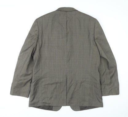 Return Men's Brown Check Blazer Size 38 Regular Fit Notch Lapel