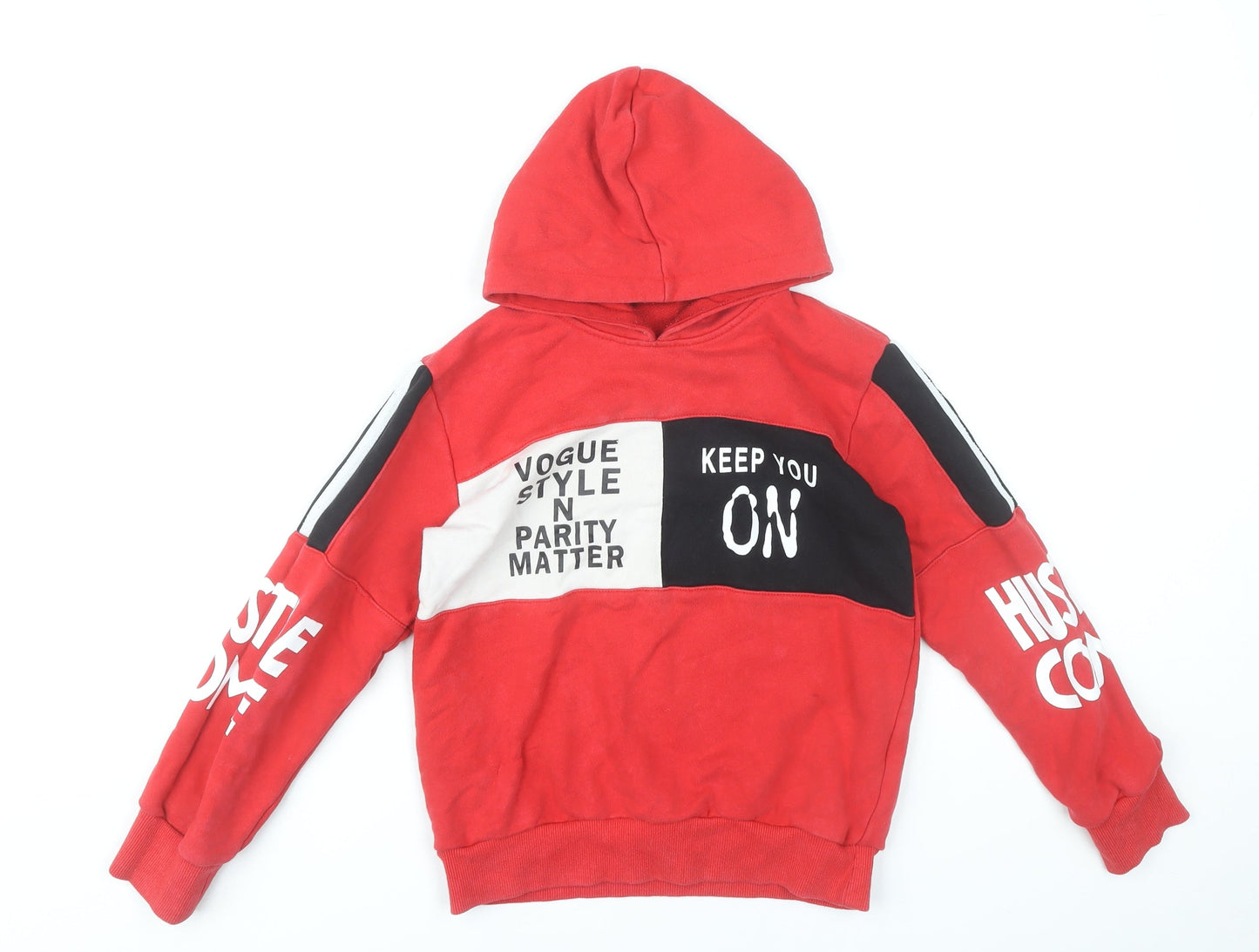 Niebieski Ksiezyc Boys Red Hoodie Pullover Size 10Y Graphic Print Cotton