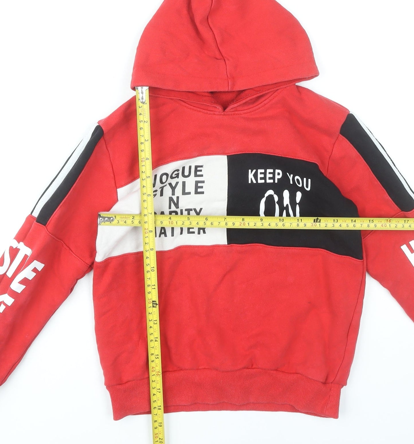 Niebieski Ksiezyc Boys Red Hoodie Pullover Size 10Y Graphic Print Cotton
