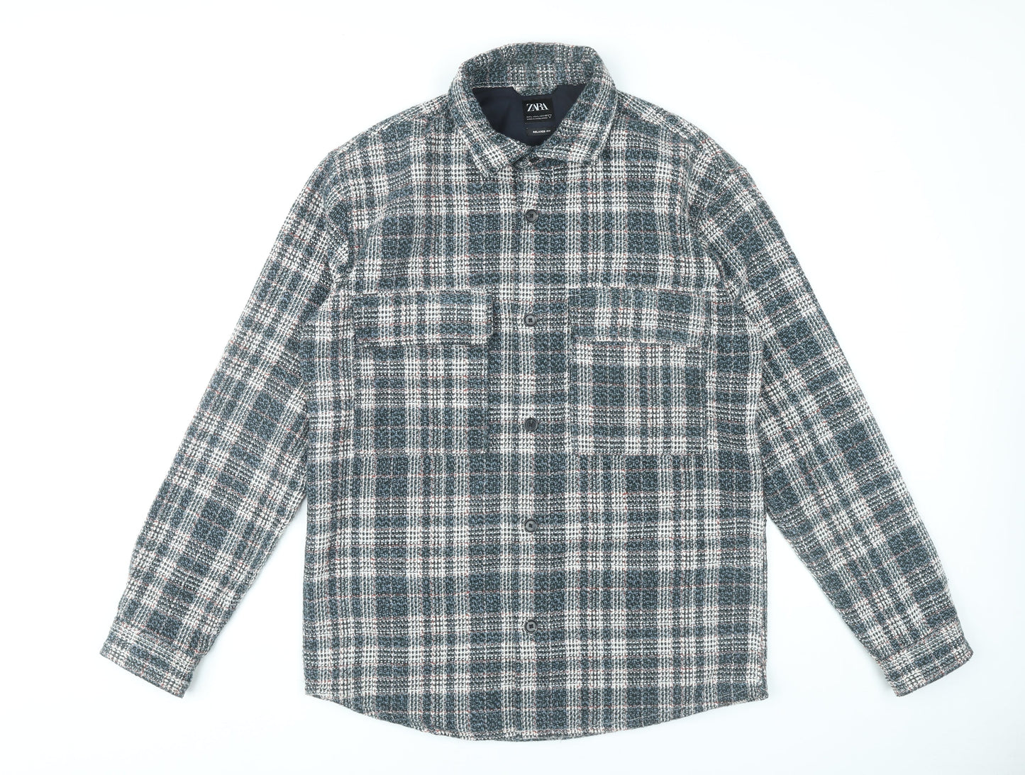 Zara Men’s Multicoloured Checked Button-Up Shirt L Relaxed Fit
