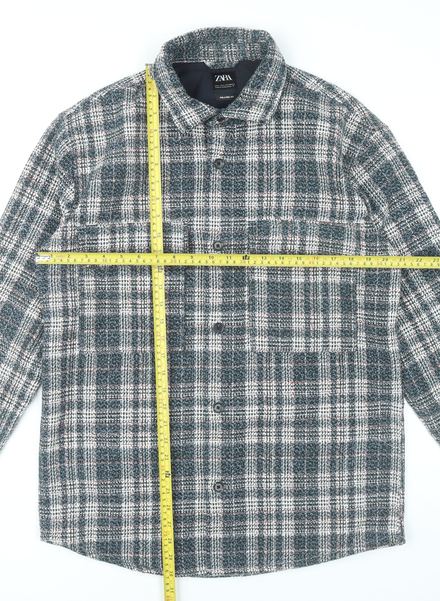 Zara Men’s Multicoloured Checked Button-Up Shirt L Relaxed Fit