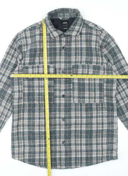 Zara Men’s Multicoloured Checked Button-Up Shirt L Relaxed Fit