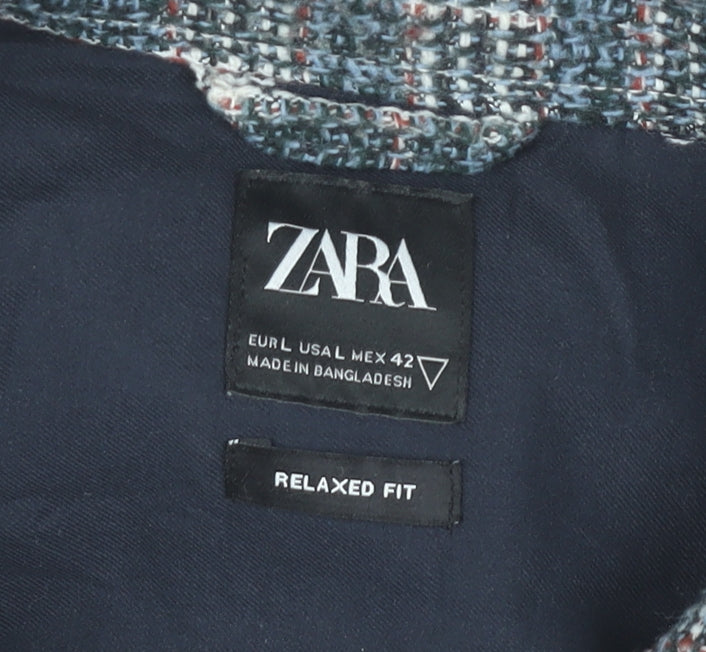 Zara Men’s Multicoloured Checked Button-Up Shirt L Relaxed Fit