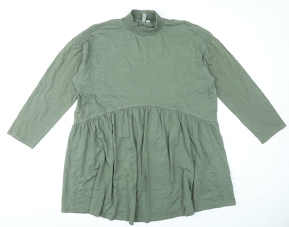 ASOS Womens Green Smock Dress UK 14 High Neck Long Sleeve