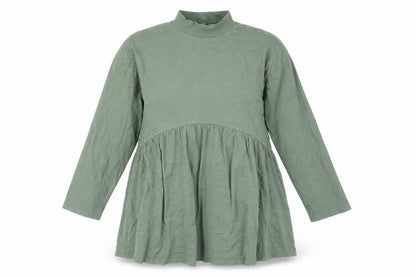 Front view of ASOS women’s green smock dress uk 14 high neck long sleeve