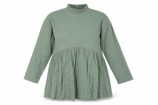 Front view of ASOS women’s green smock dress uk 14 high neck long sleeve