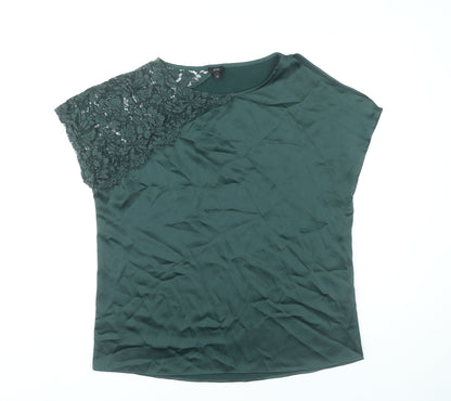 Womens UK Size 12 River Island Green Basic Blouse